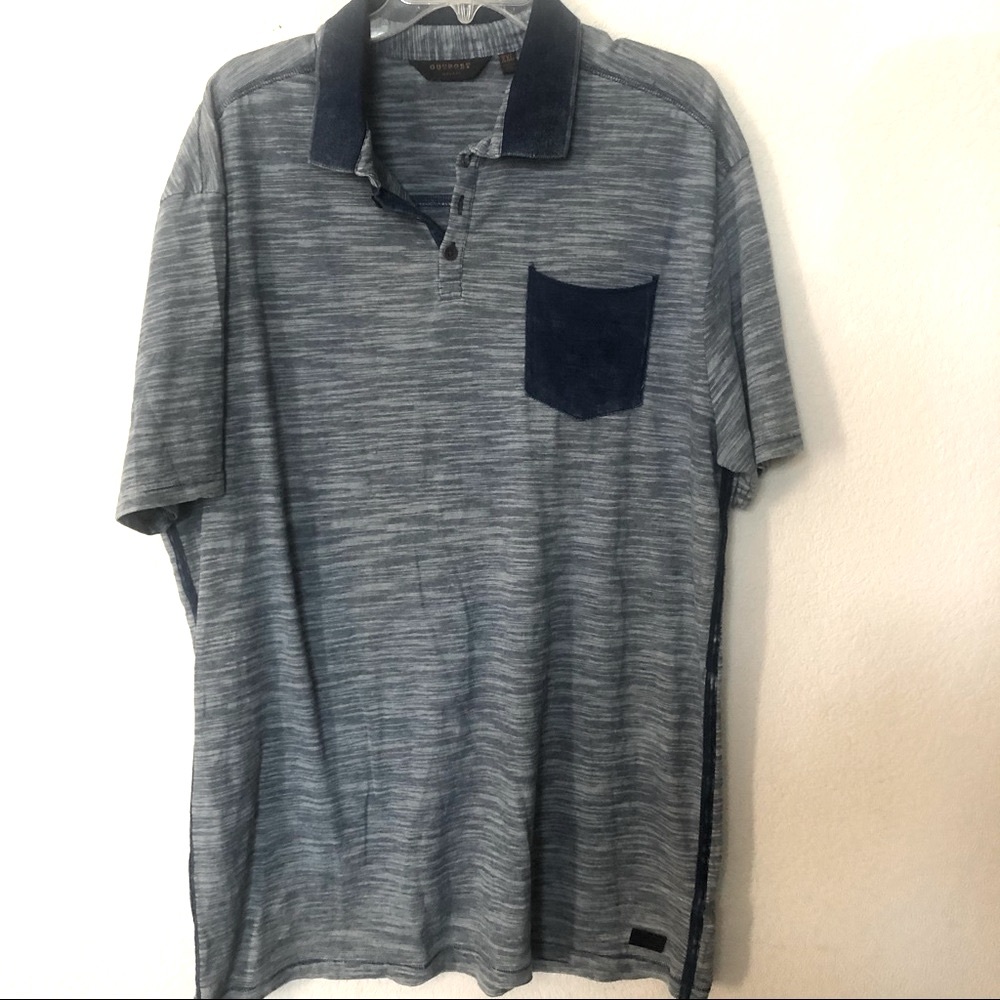 Outpost Makers Mens Polo Shirt Tee 2XL Cotton Blue Space Dye